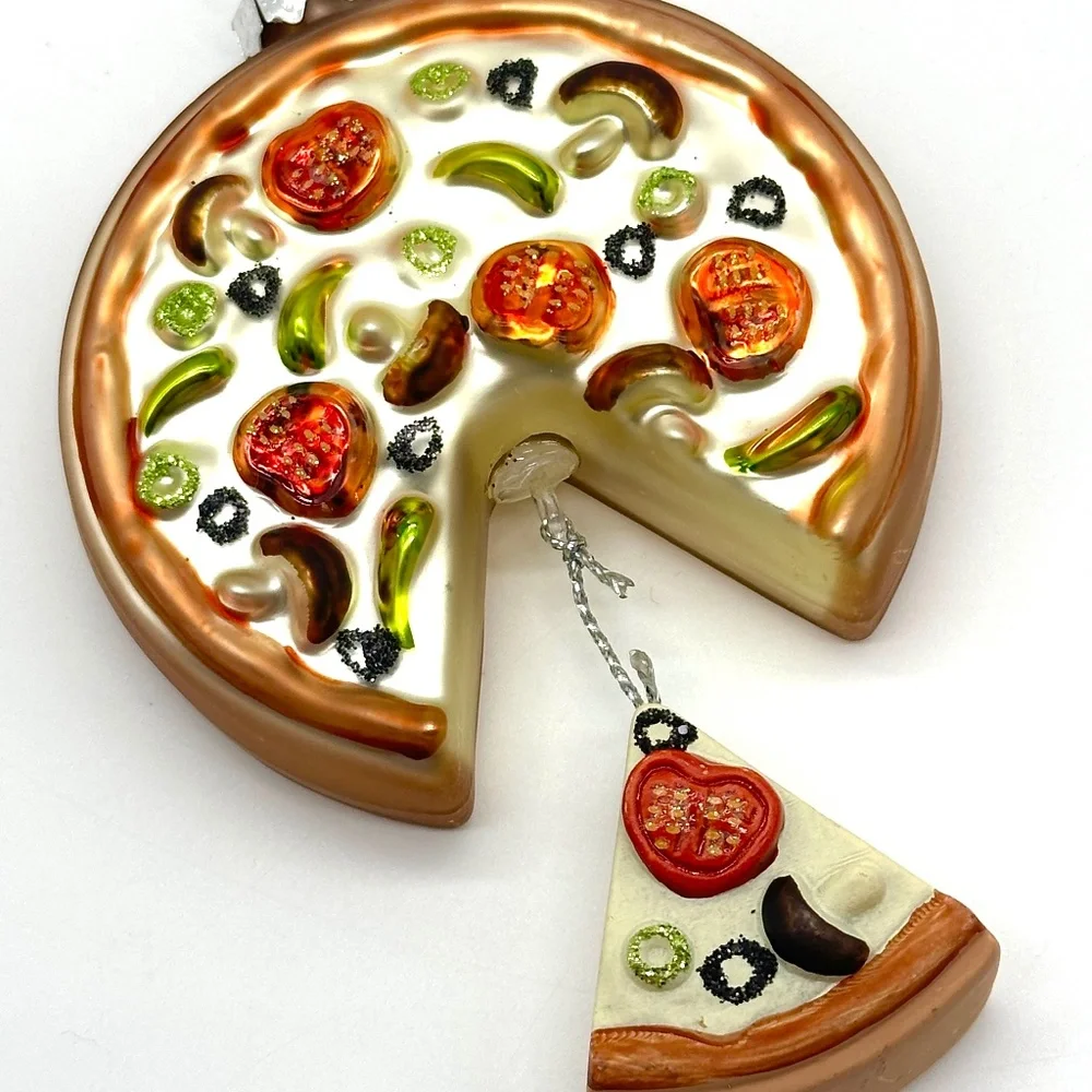 St. Nicholas Square Pizza With Dangling Pizza Slice Ornament 2023